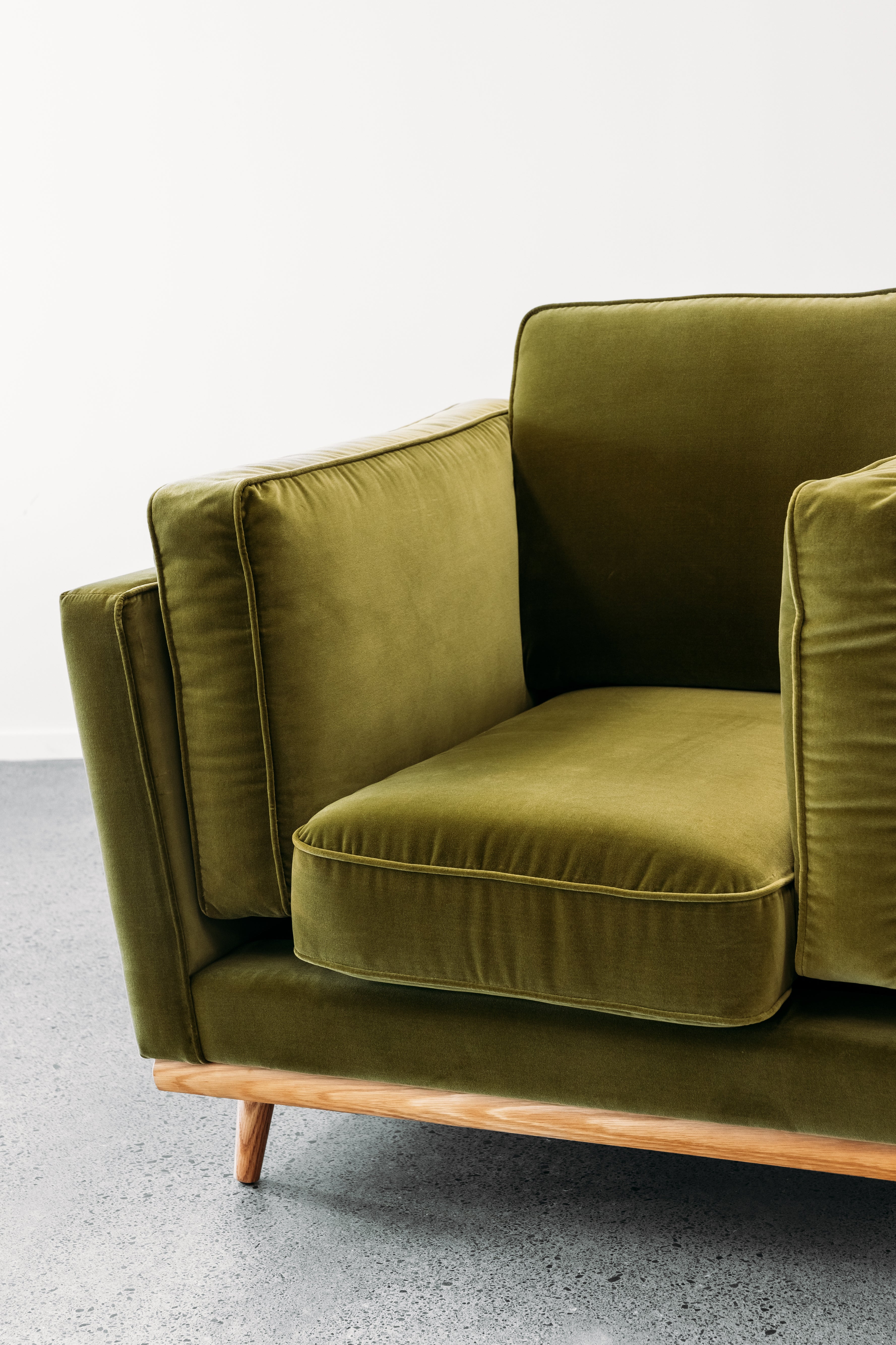 Aria Armchair in olive cotton velvet