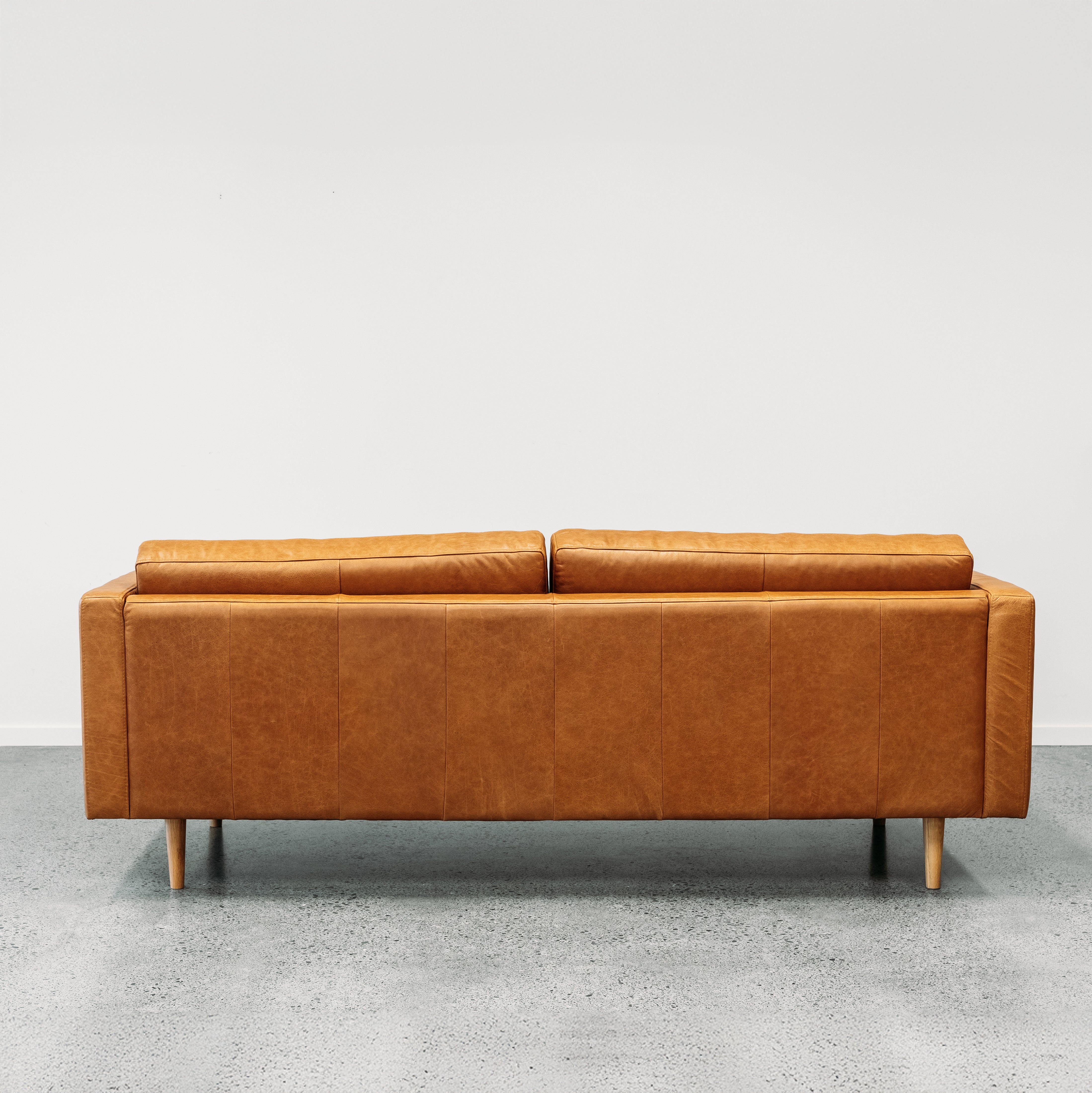 Hamptons Leather 3 Seat Sofa - Tan Leather