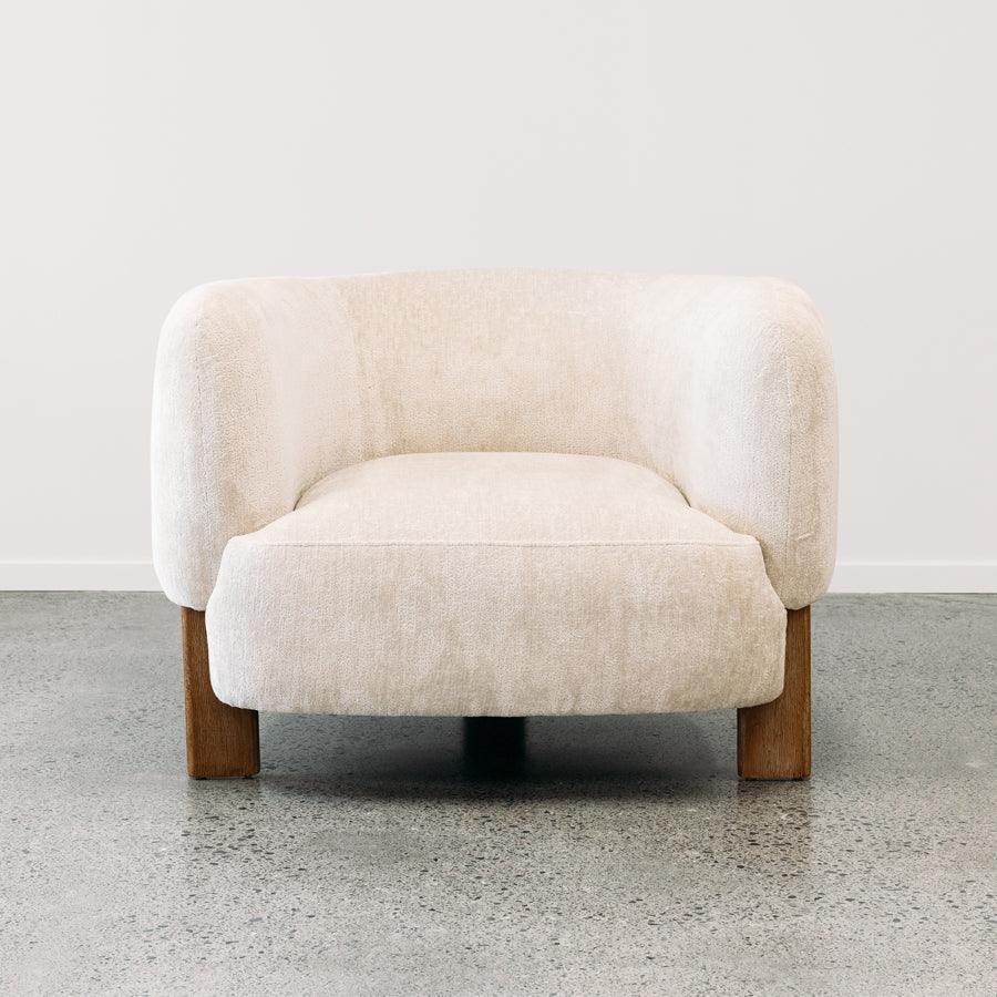 Caleb armchair in cream polyester velvet