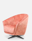 Osteria swivel armchair in baby pink velvet