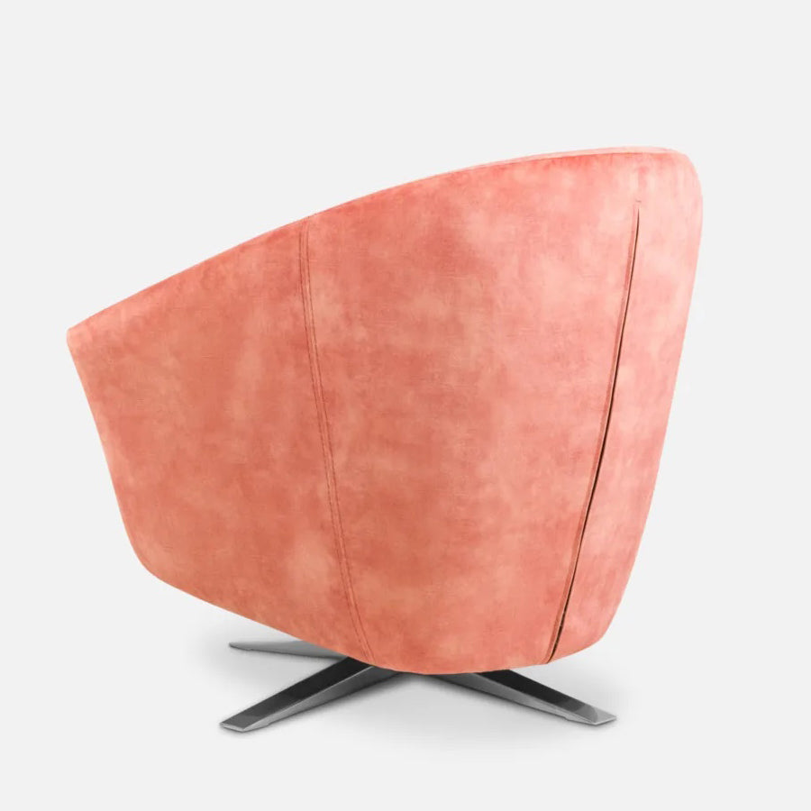 Osteria swivel armchair in baby pink velvet