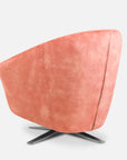 Osteria swivel armchair in baby pink velvet