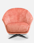 Osteria swivel armchair in baby pink velvet
