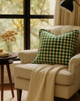 French linen cushion in Celtic gingham