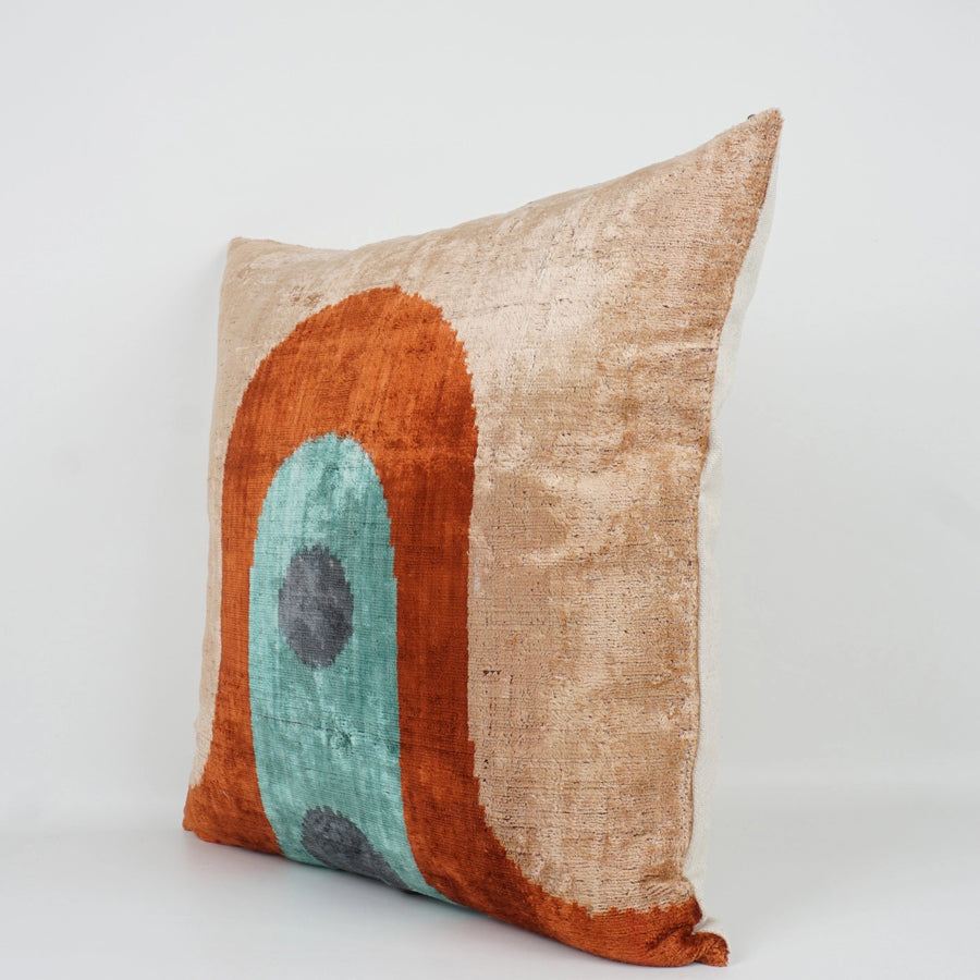 Ikat silk & velvet cushion