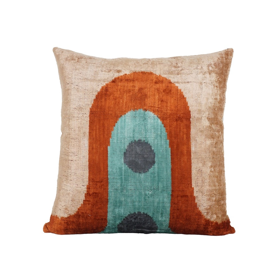 Ikat silk & velvet cushion