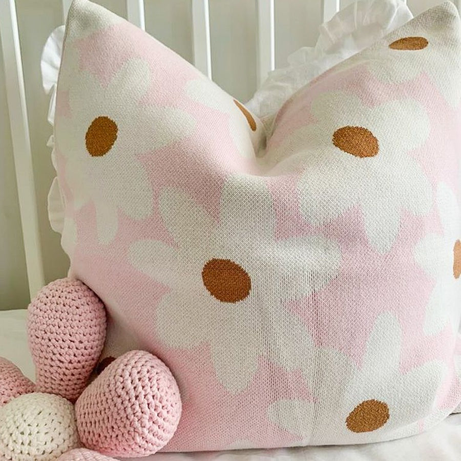 Jacquard floral knit cushion