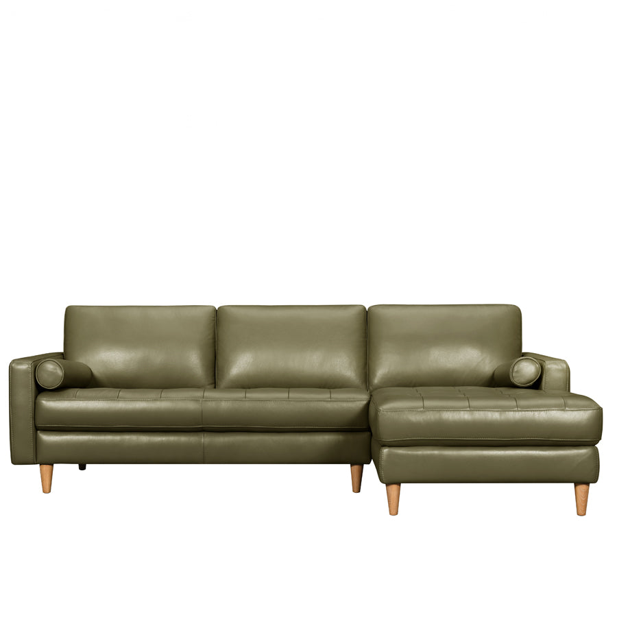 Khan sofa &amp; chaise in green leather