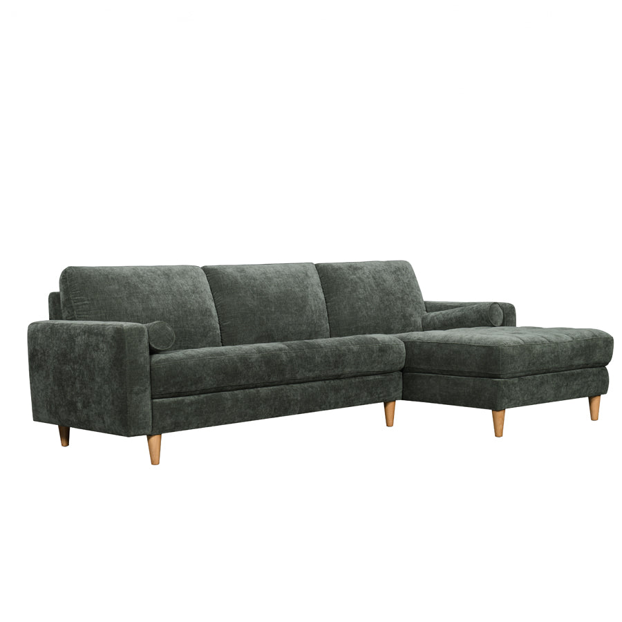 Khan sofa & chaise in moss