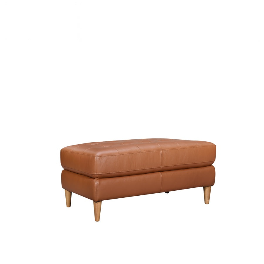 Khan ottoman tan leather