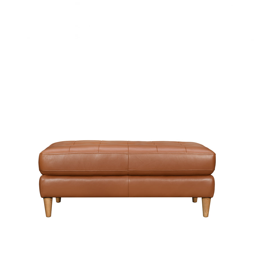 Khan ottoman tan leather