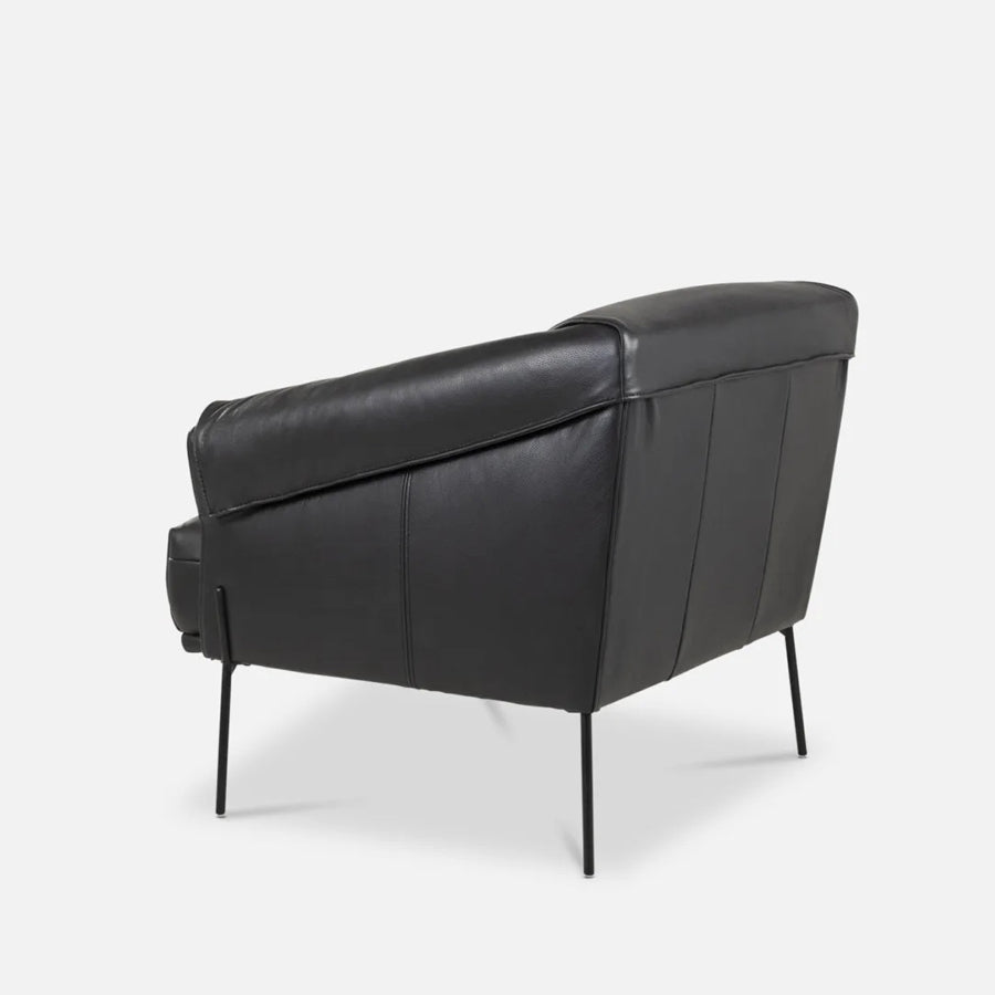 Saddle armchair in black leather