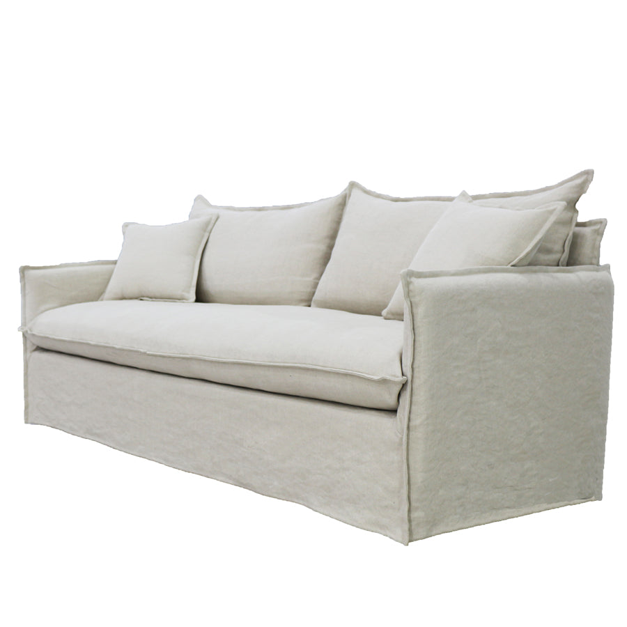 Miami slipcover 2 seat sofa in salt and pepper