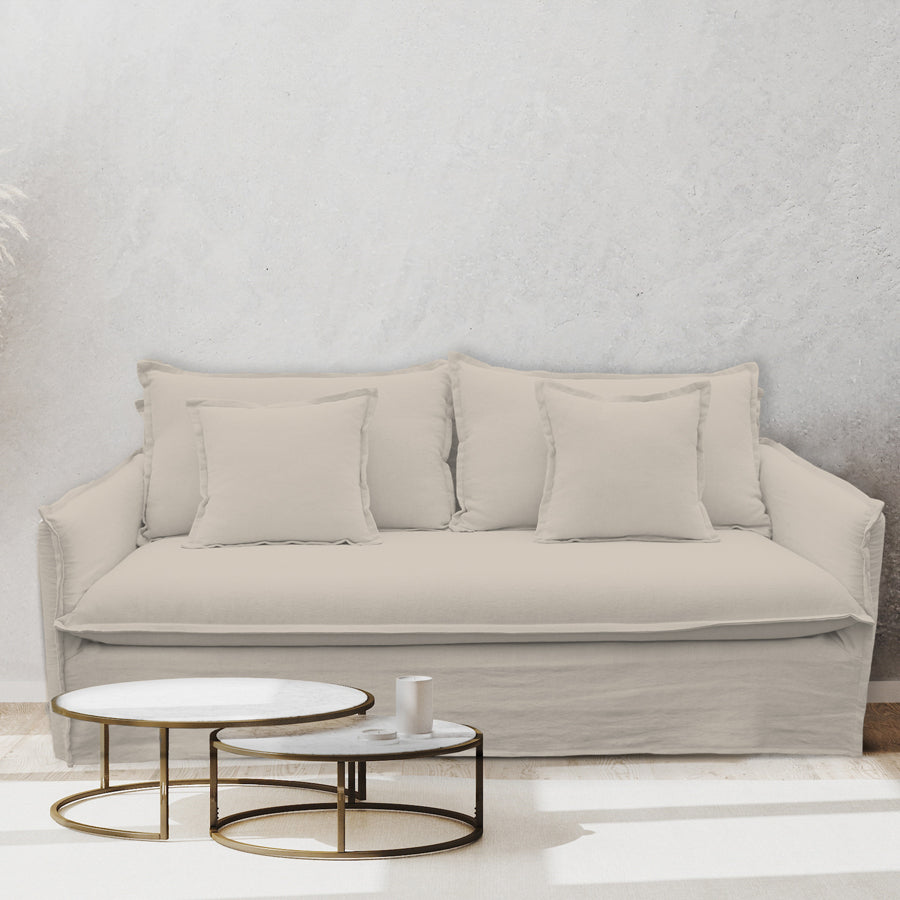 Miami slipcover 2 seat sofa in salt and pepper