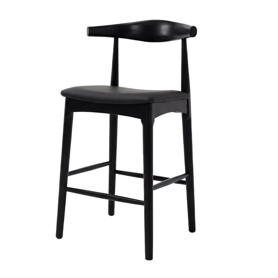 Nordic Barstool Black leather &amp; frame 
