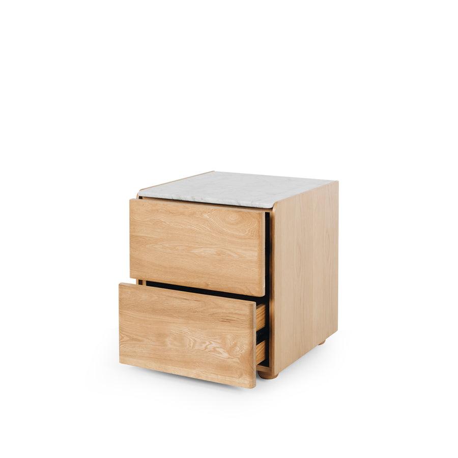 Cube Oak Side Table - Marble