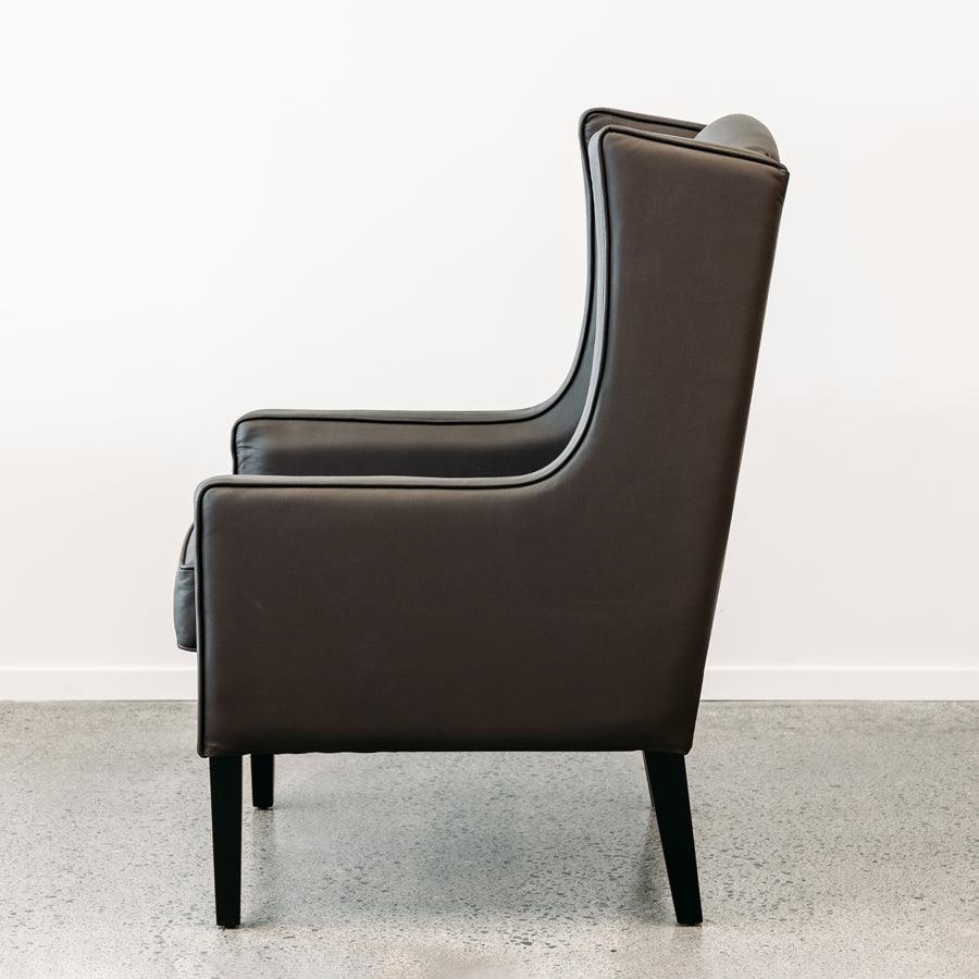 Partridge armchair in urban havana leather