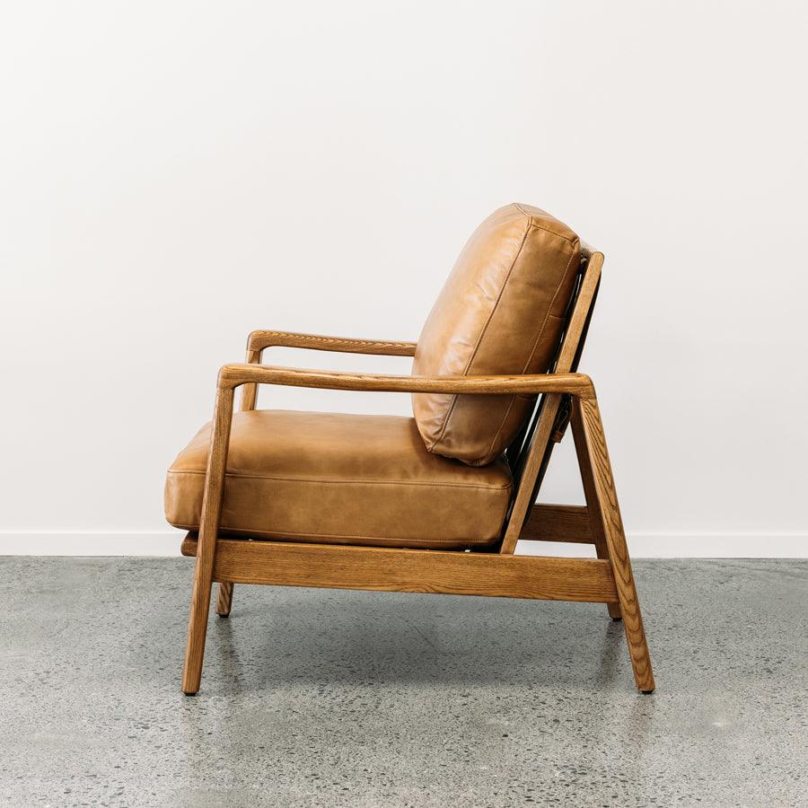 Tan faux leather armchair deals