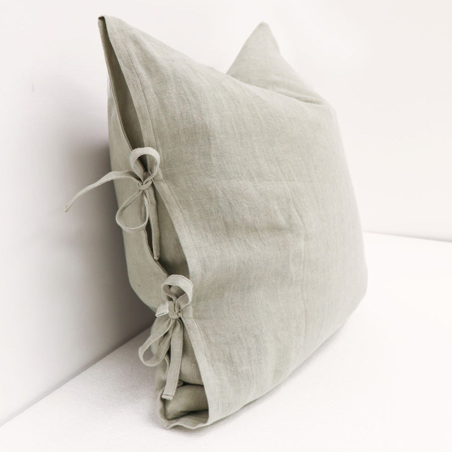 Tully tie cushion in light grey