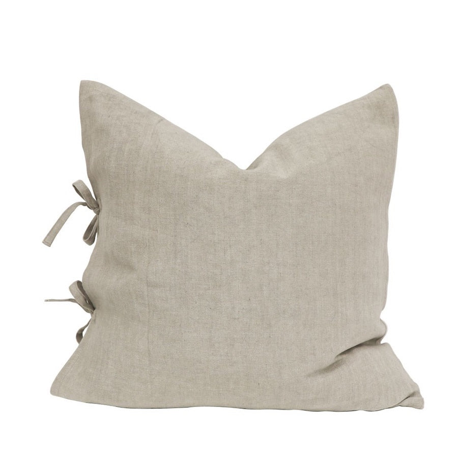 Tully tie cushion in light grey