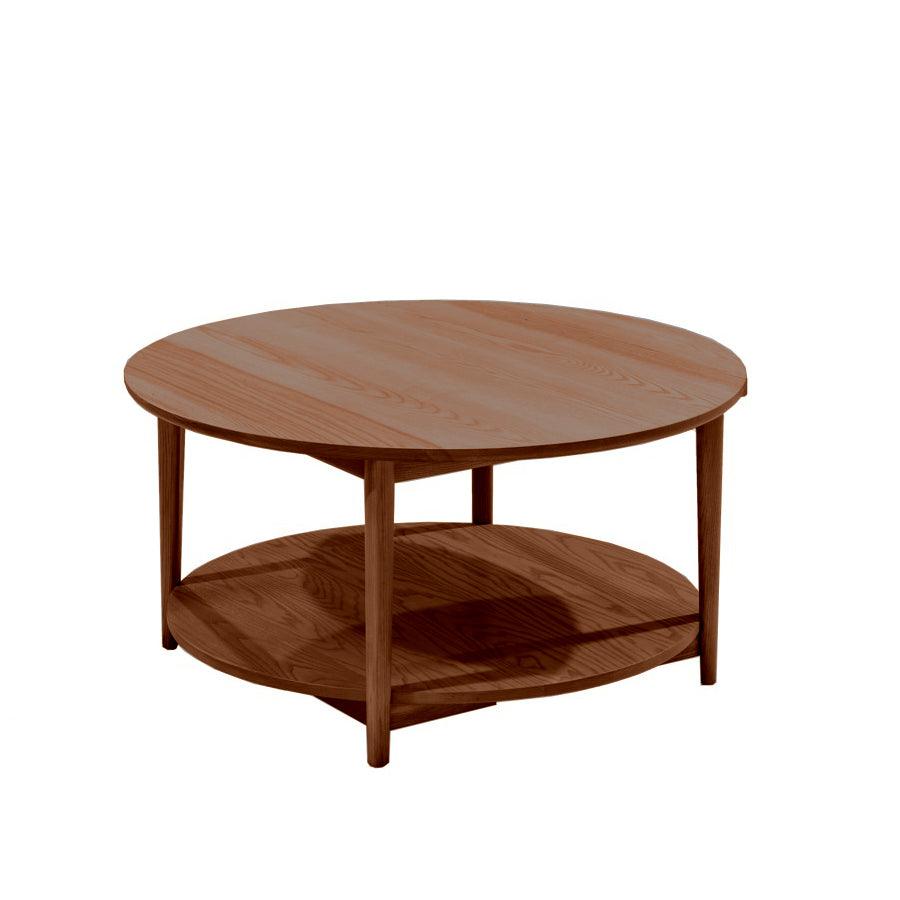 Ghost round coffee table with shelf - walnut 