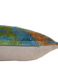 Ikat silk & velvet cushion atlantis green