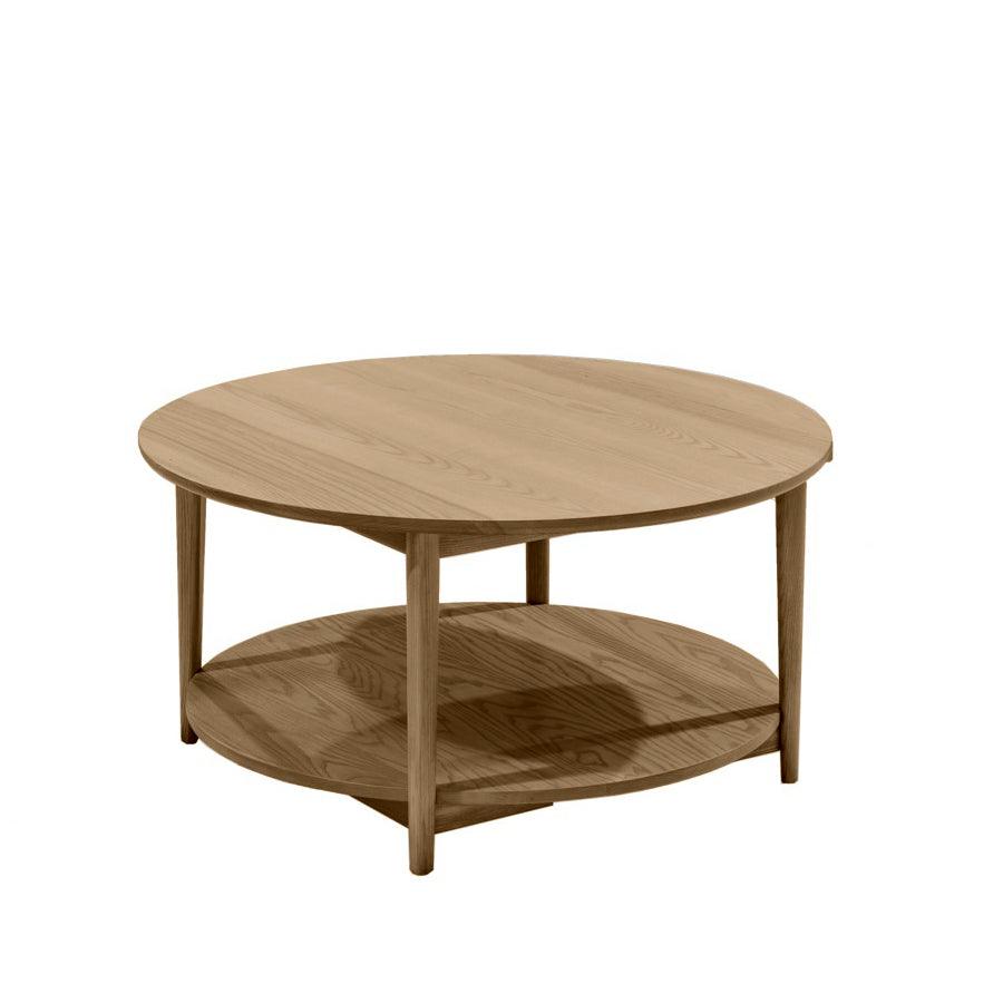 Ghost round coffee table with shelf - natural