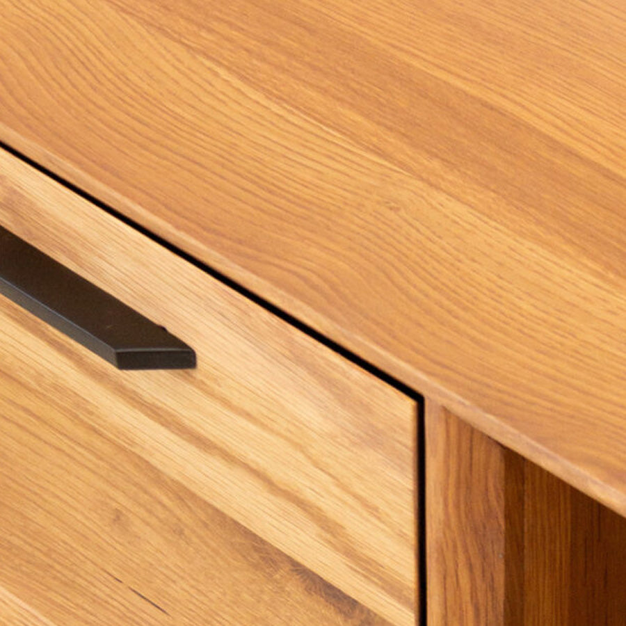 beckett tv unit in oak close up