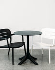 Outdoor cafe table in black with Nova chairs 