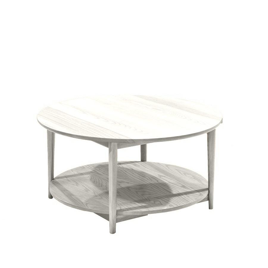 Ghost round coffee table with shelf - chalk