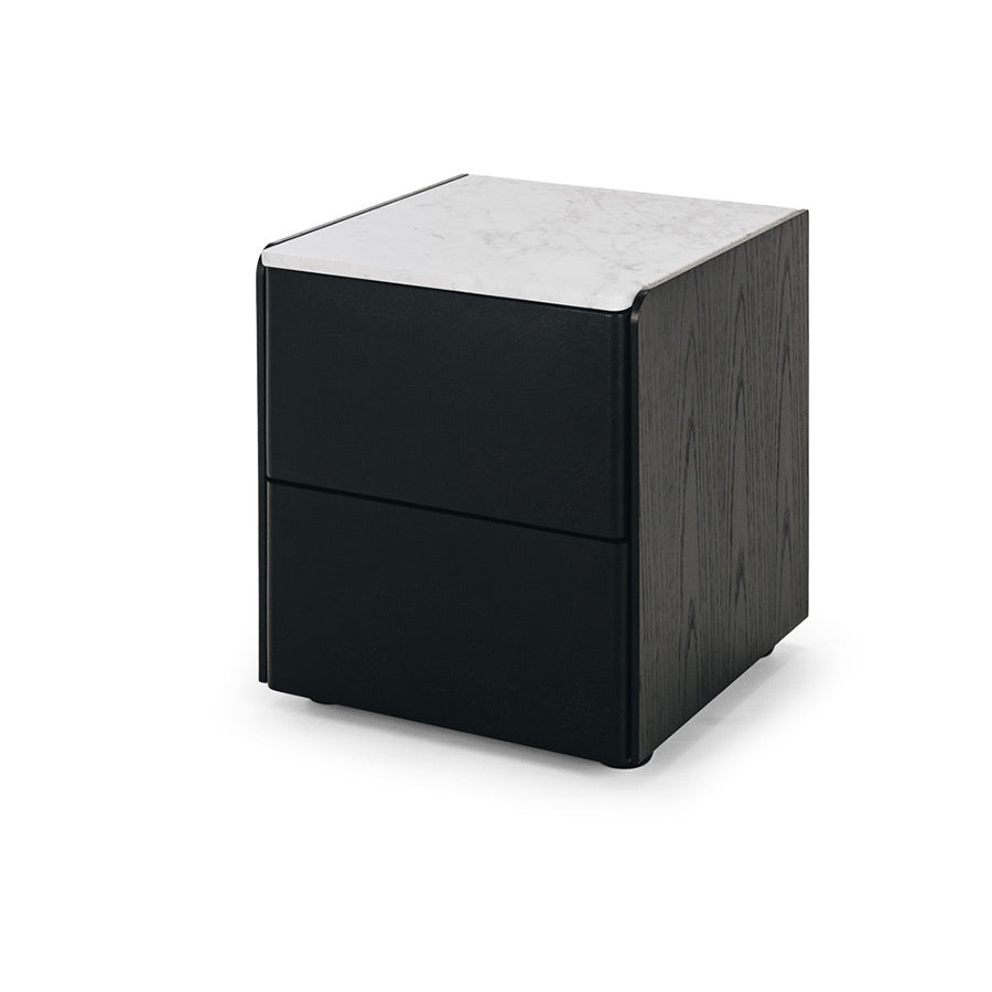 Cube bedside table in black/marble