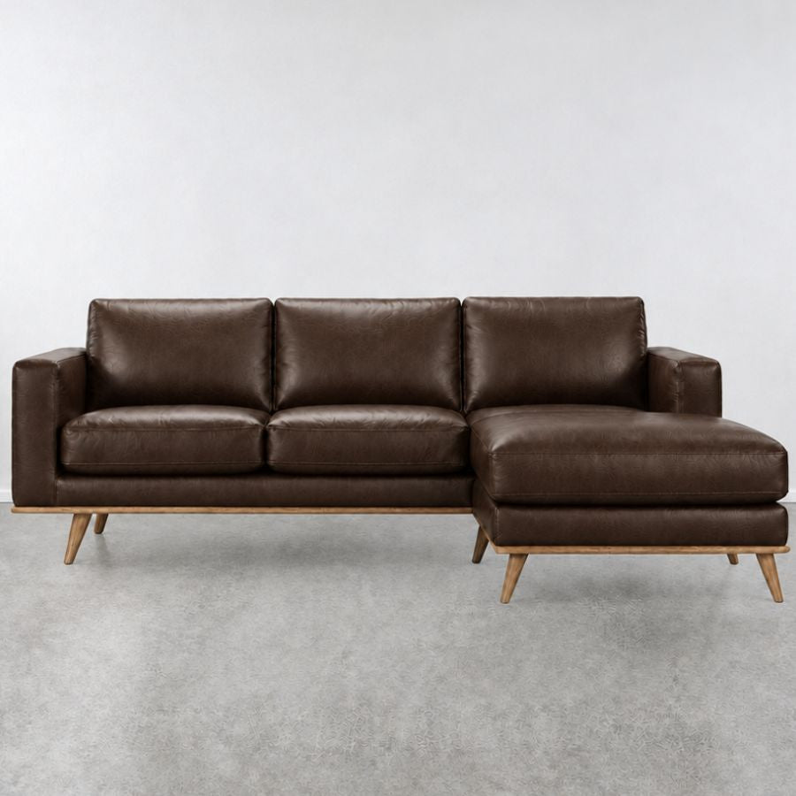 FIORD | 3 seat + reversible chaise chocolate leather 