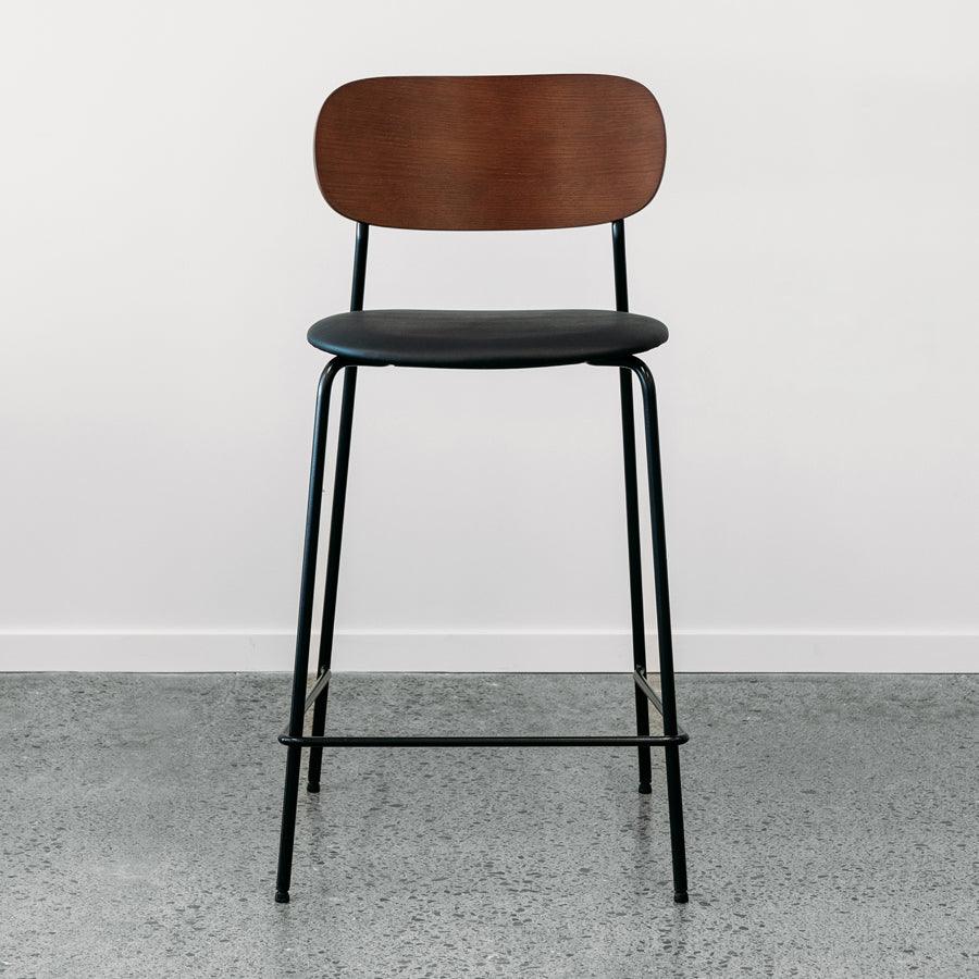 Gemini C38 short barstool in walnut