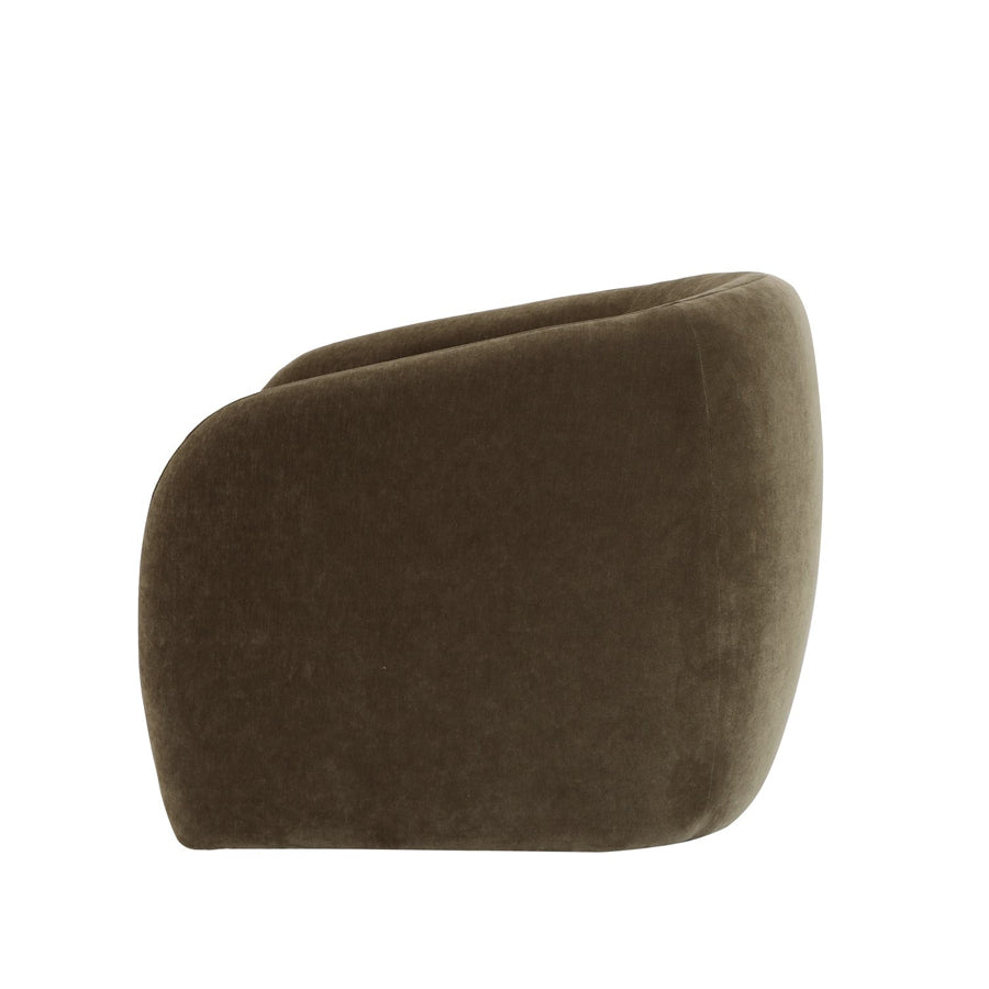 Krona swivel armchair in moss velvet