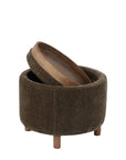 Luna ottoman with tray in olive