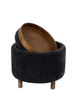 Luna ottoman with tray in steel