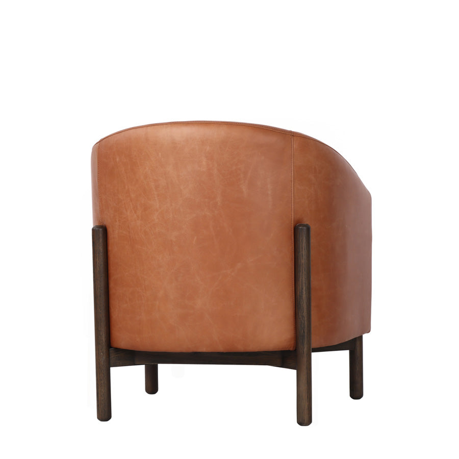 Malibu tub chair in tan leather back