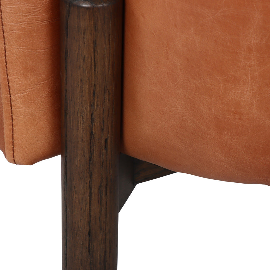 Malibu tub chair in tan leather detail