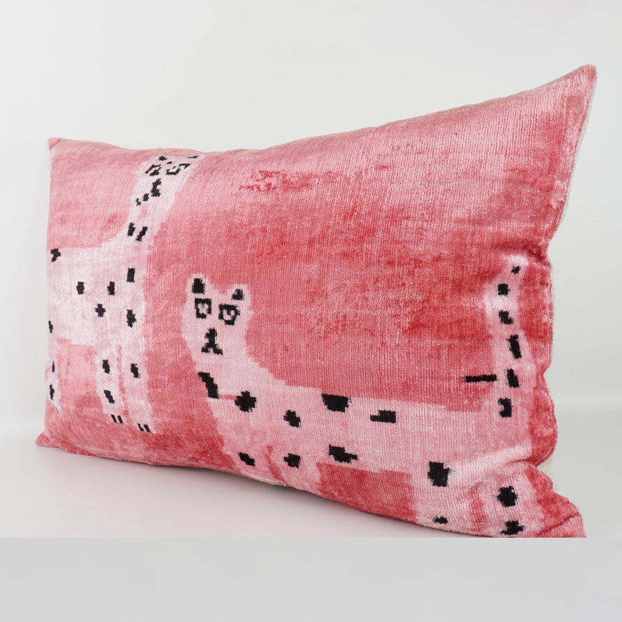 Ikat silk & velvet cushion Lawrence & Pablo
