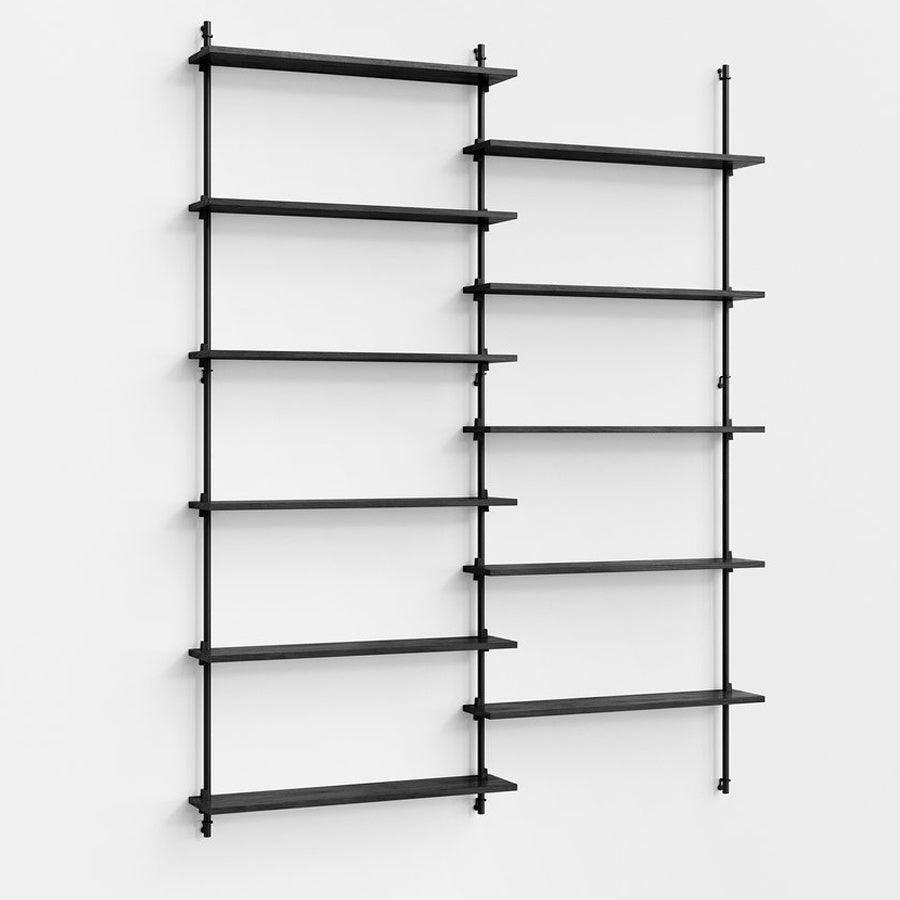 Moebe Wall Double Bay Tall Shelving System - Black