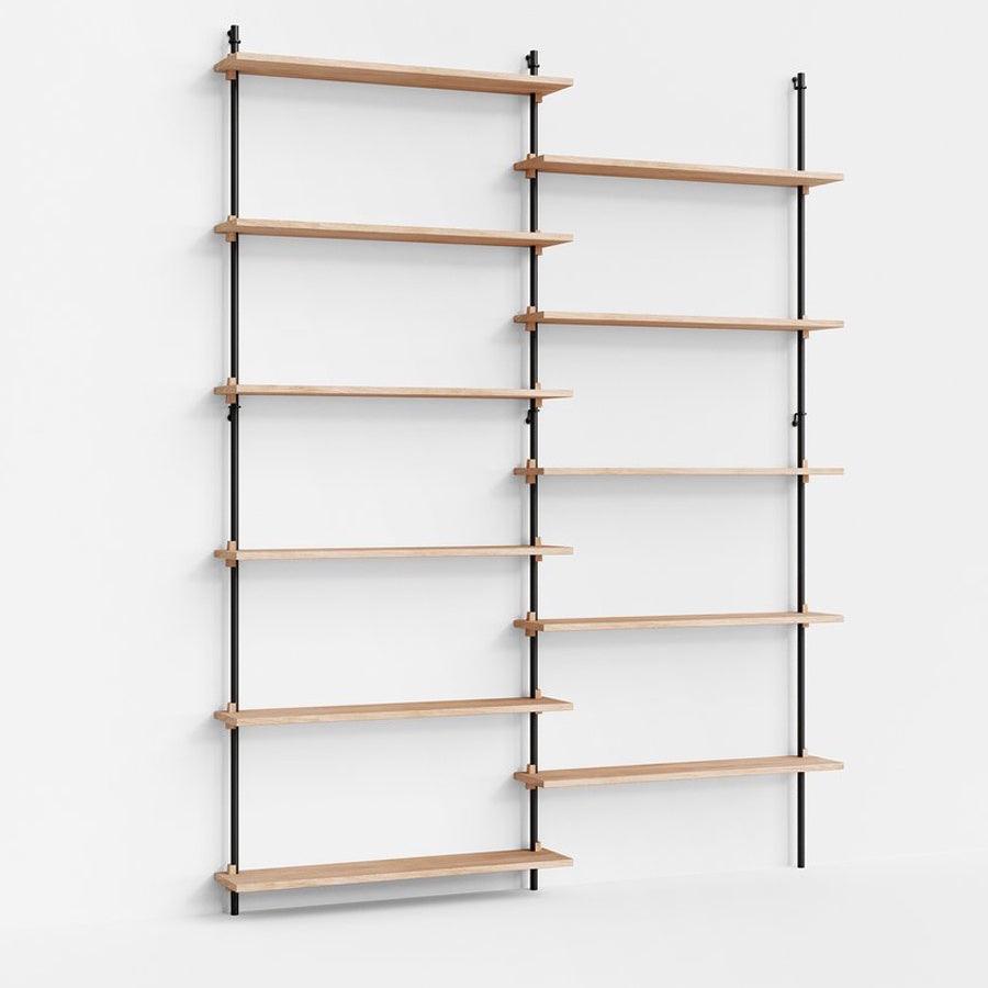 Moebe Wall Double Bay Tall Shelving System - Oak A 