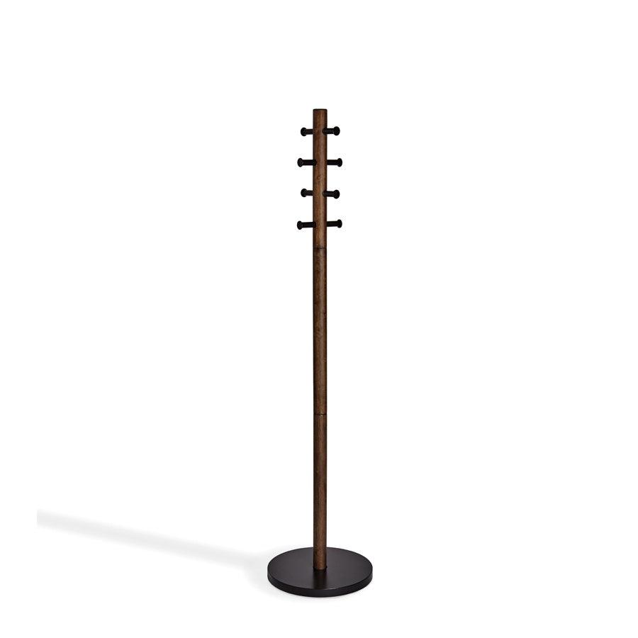 Umbra Pillar Coat Stand- Walnut - Stacks Furniture Store