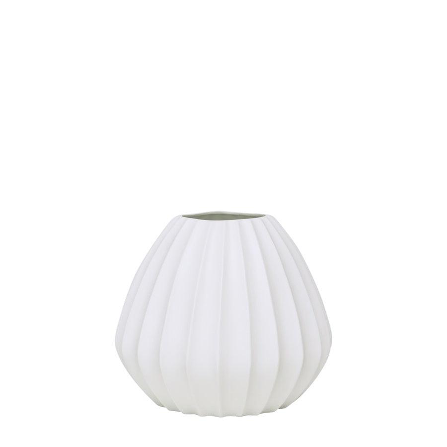 Wide Ridge Table Lamp - White