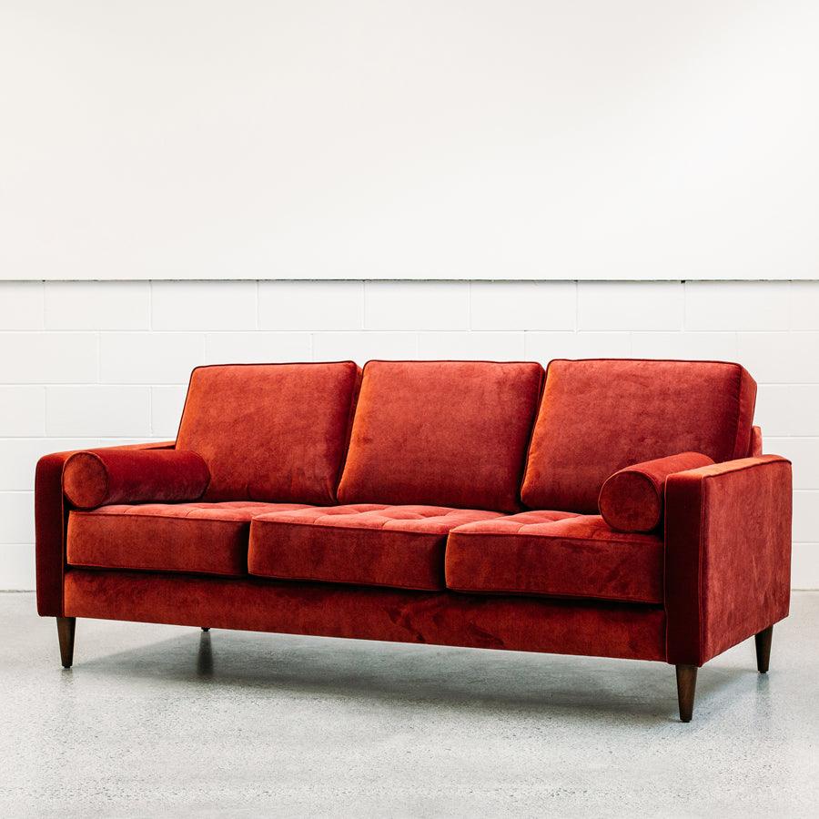 NZ made chanel sofa in theadora rouge | Stacks Furniture | Wellington ...