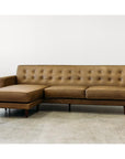 Ventura leather modular sofa and reversible chaise in settler olive
