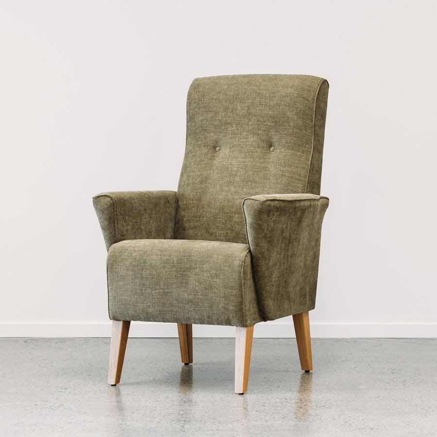 Lily armchair in copeland olive 