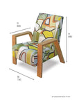 Mogambo Armchair in abstract print with oak arms dimensions