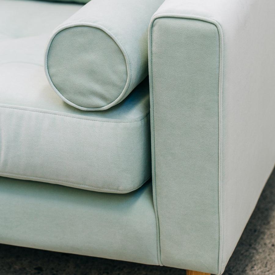 Chanel sofa in plush seafoam