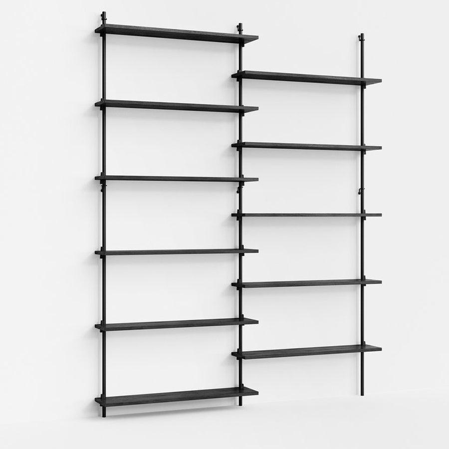 Moebe Wall Double Bay Tall Shelving System - Black