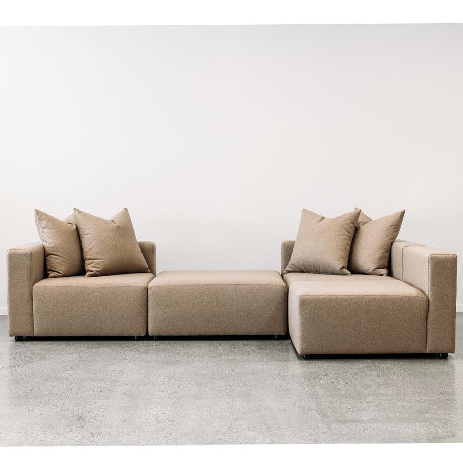 Vito modular 3 piece sofa and ottoman in octavius mocha